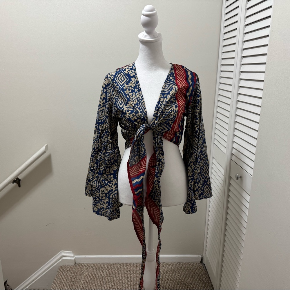 Darn Good Bell Sleeve Sari Wrap Top